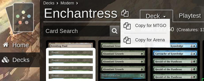 Screenshot of New Copy Deck